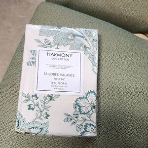 HARMONY TEAL FLORAL TAILORED VALANCE